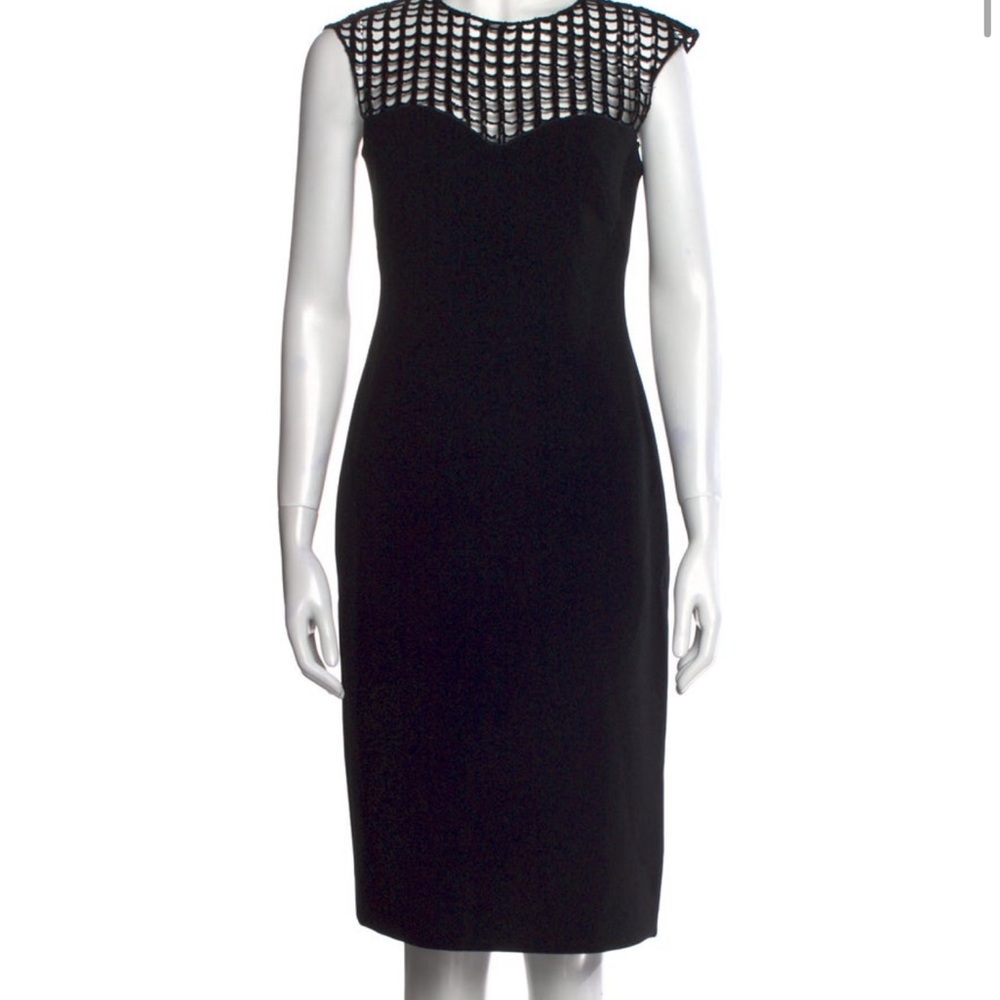 Pamella Roland Black Sheath Dress With Sequins Embellishments Size 6